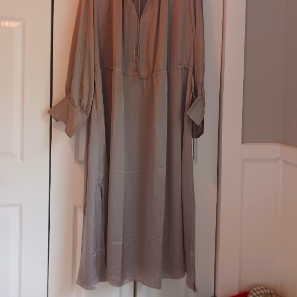 100 silk silver grey maxi dress